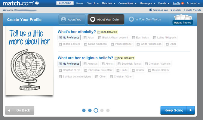 Match.com - About your match: ethnicity and religion