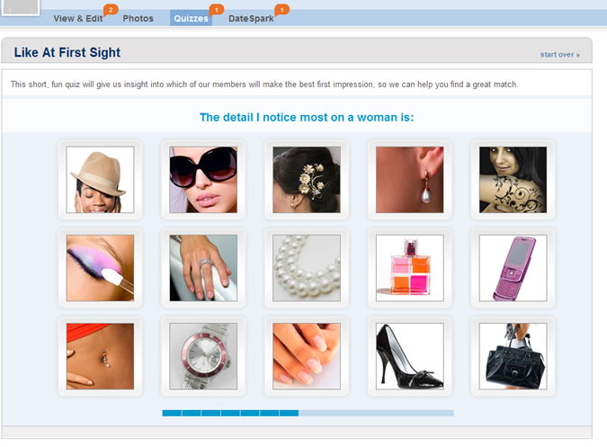 Match.com Quiz: Noticeable features