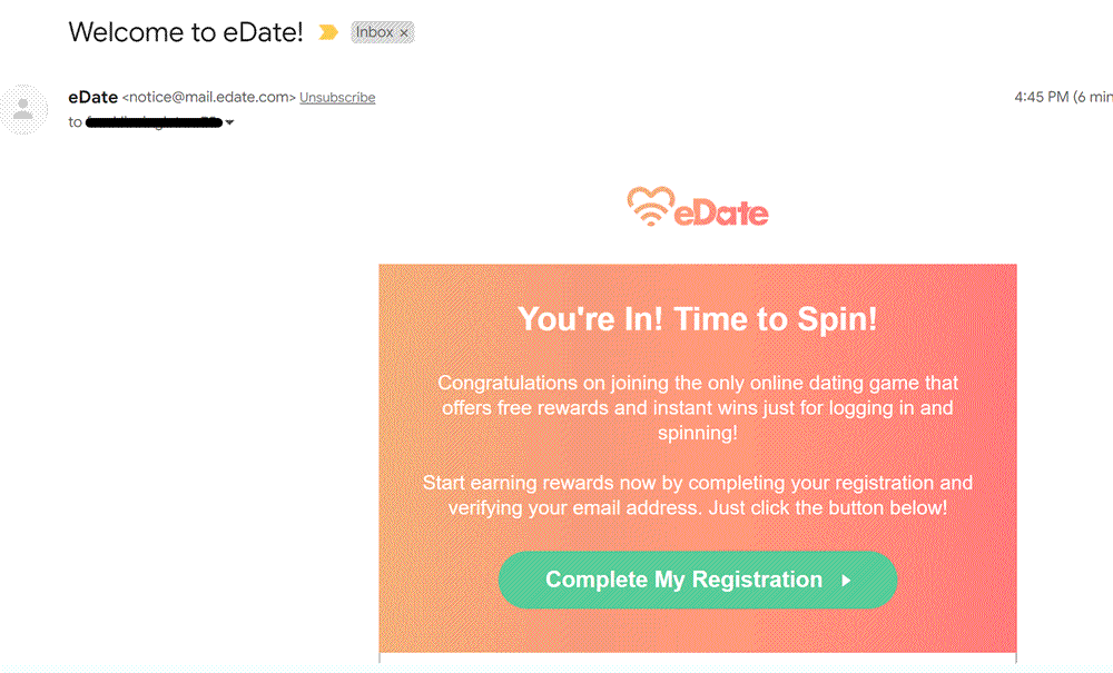 eDate introduction email